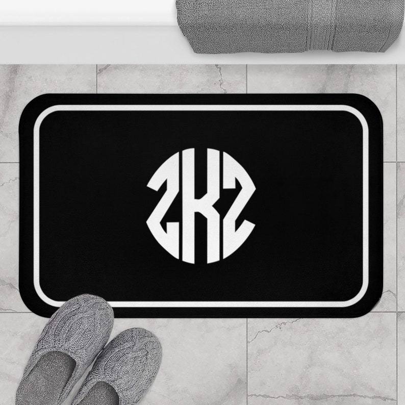 Monogram Bath Mat Custom Initials Bath Mat Monogrammed Text Etsy