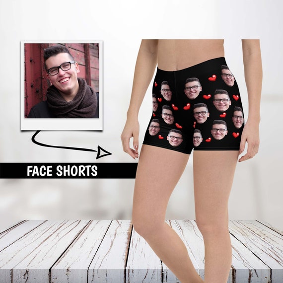 Personalized Funny Face Men's Boxers with Kiss Gift for Him