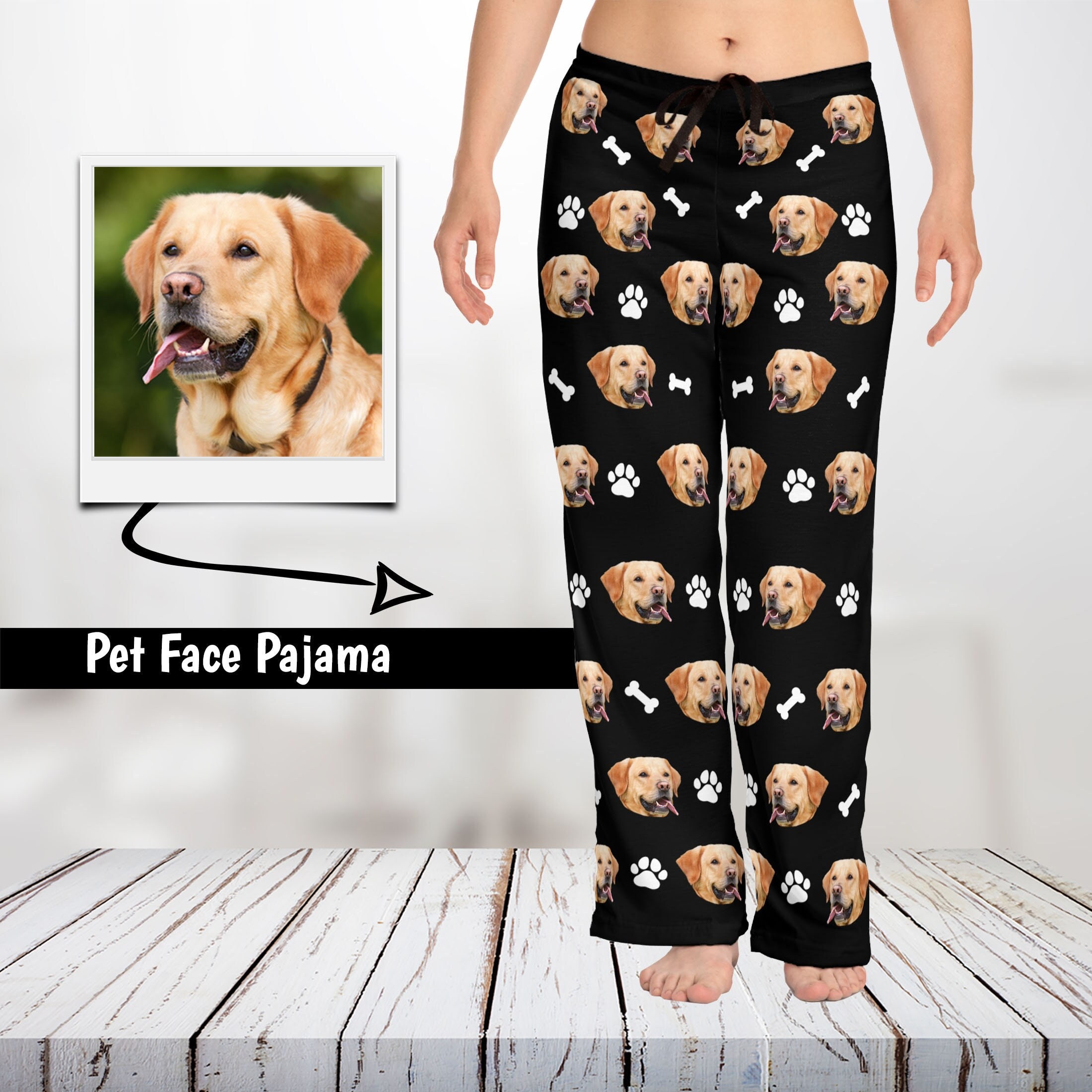 Dog Face Christmas Pajama Pants Funny Add Your Dog's Photo to