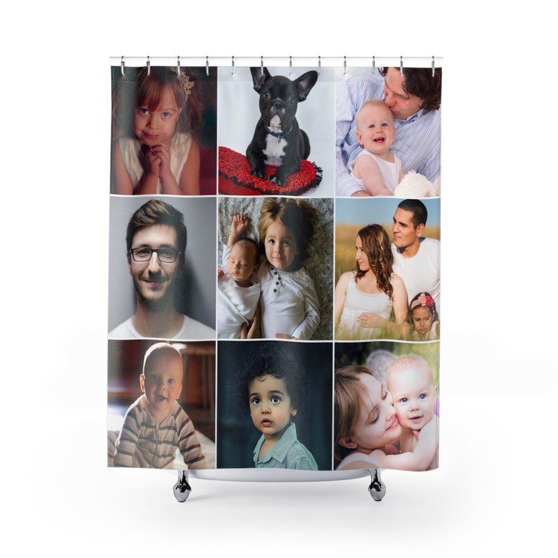 Photo Collage Shower Curtain Family Pictures Curtain Etsy