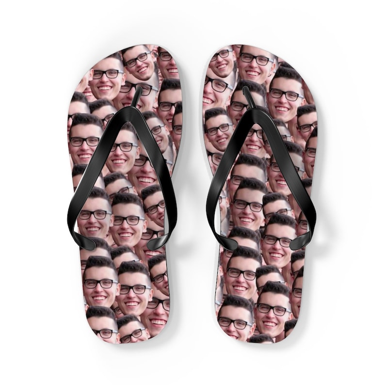 Custom Crazy Face Flip Flops Gift, Photo Flip Flops Gift, Faces On Flip Flops, Bridal Party Flip Flops, Custom Wedding Flip Flops image 1