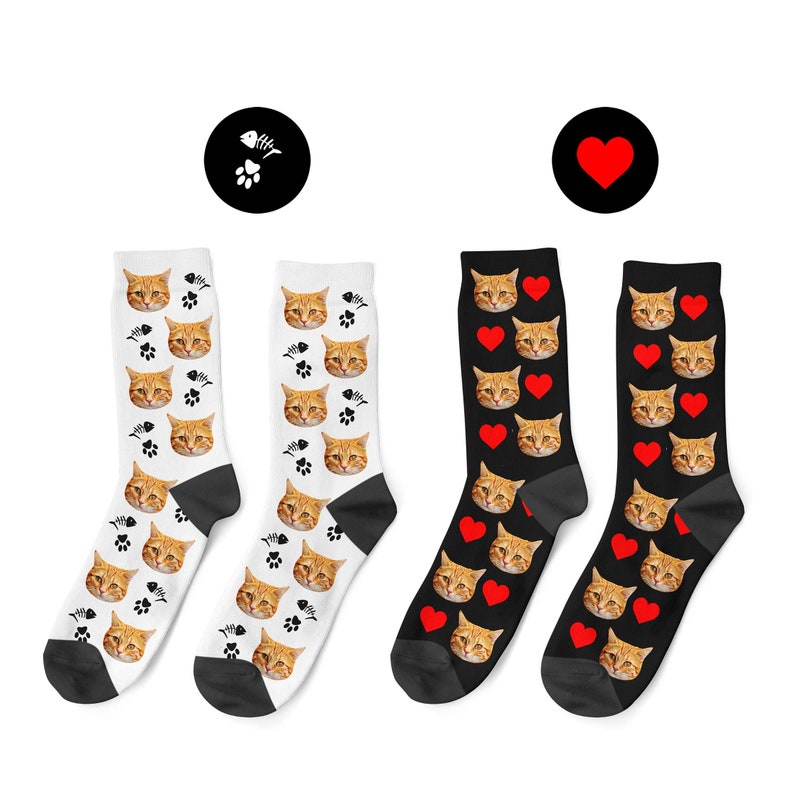 Custom Cat Socks, Personalized Pet Photo Socks, Father's Day Gift, Cat Lover Gift, Funny Cat Socks, Cat Mom, Custom Face Socks, Cat Dad image 3