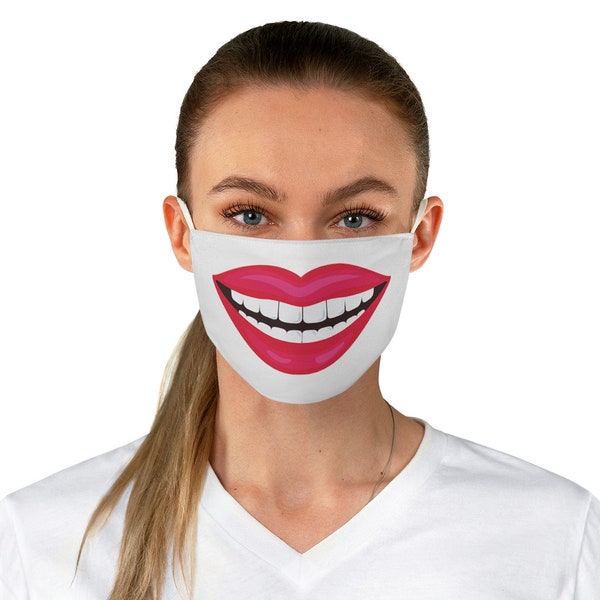 Smile Face Fabric Face Mask, Funny Face Mask, Smiling Lips Face Mask