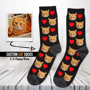 Cat Socks, Pet Face Socks, Gift For Cat Lover, Personalized Gift, Cat Mom, Cat Dad, Cat Owner, Cat Owner Gift, Father's Day Gift