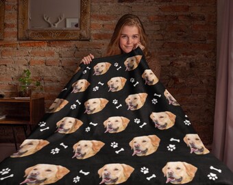 Custom Pet Face Blanket, Dog Blanket, Personalized Cat Blanket, Photo Blanket, Picture Blanket, Personalized Gift, Custom Fleece Blanket