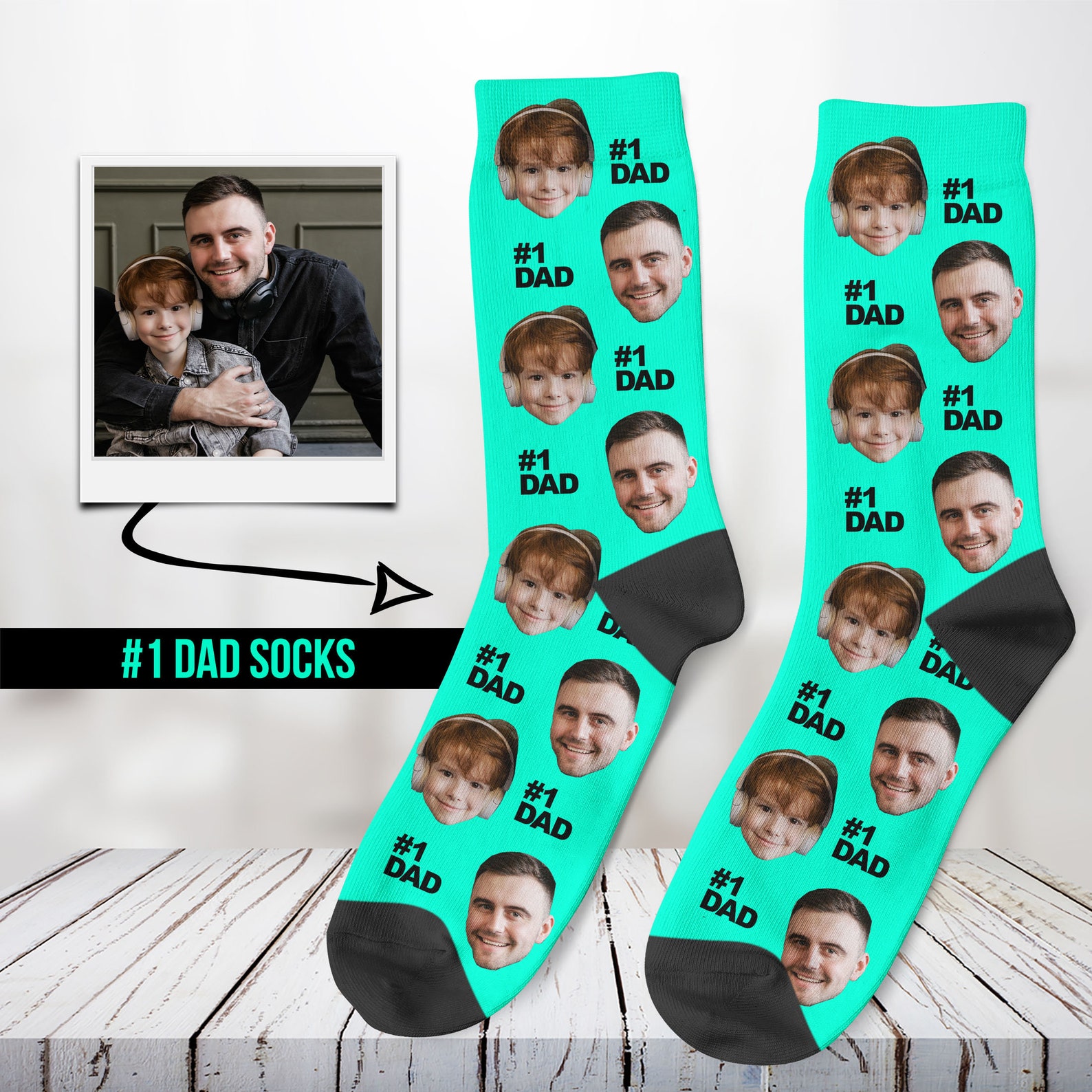 Custom 1 Dad Socks Face Socks Funny Dad Gift Father's Etsy