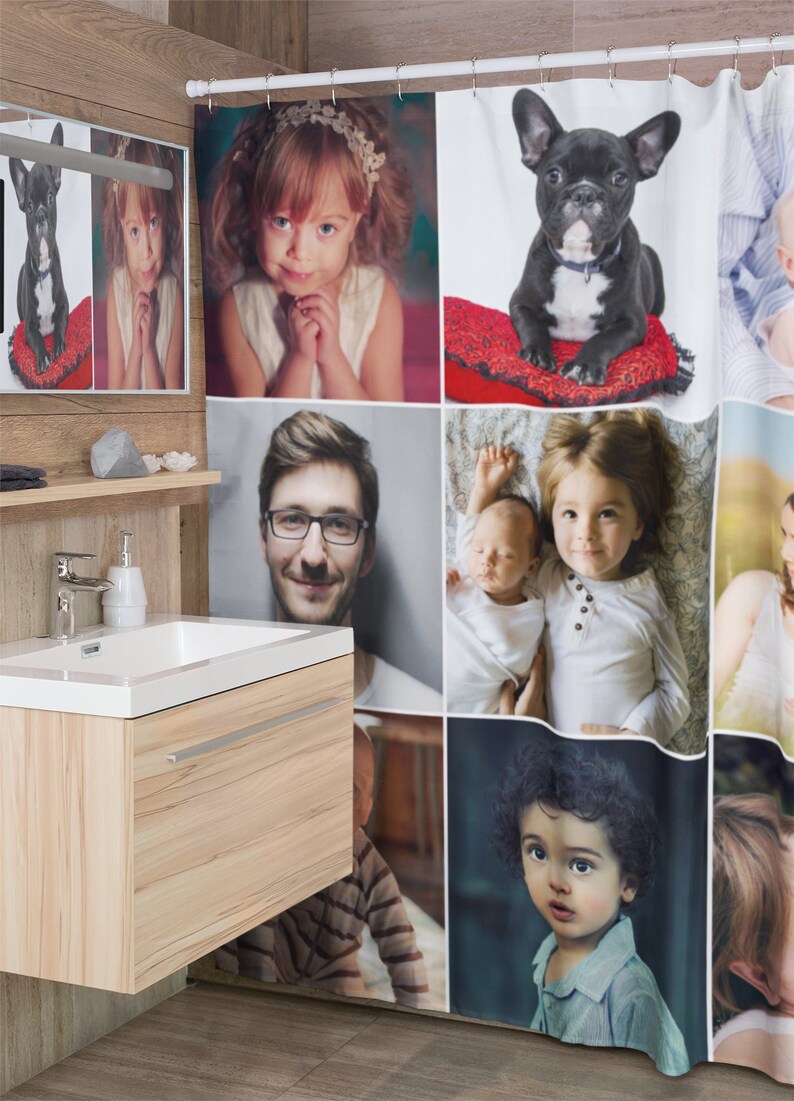 Photo Collage Shower Curtain Family Pictures Curtain Etsy