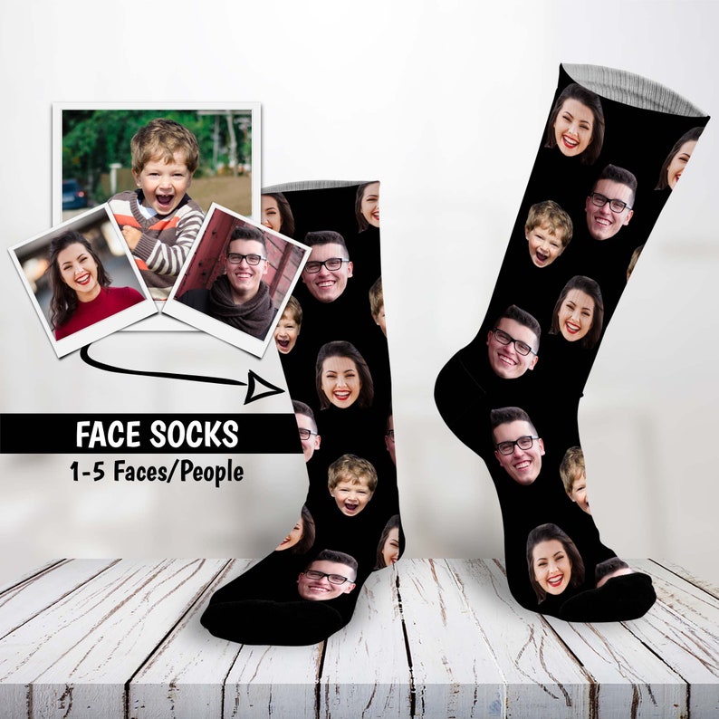 Custom Face Socks, Personalized Photo Socks, Personalized Gift, Father's Day Gift, Groomsmen Socks, Funny Picture Socks, Face On Socks image 1