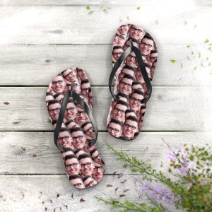 Custom Crazy Face Flip Flops Gift, Photo Flip Flops Gift, Faces On Flip Flops, Bridal Party Flip Flops, Custom Wedding Flip Flops image 4