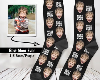 Meilleures chaussettes maman de tous les temps, cadeau de fête des mères, chaussettes pour le visage, cadeau pour maman, cadeau d’anniversaire de maman, cadeau pour maman, cadeau personnalisé, chaussettes photo