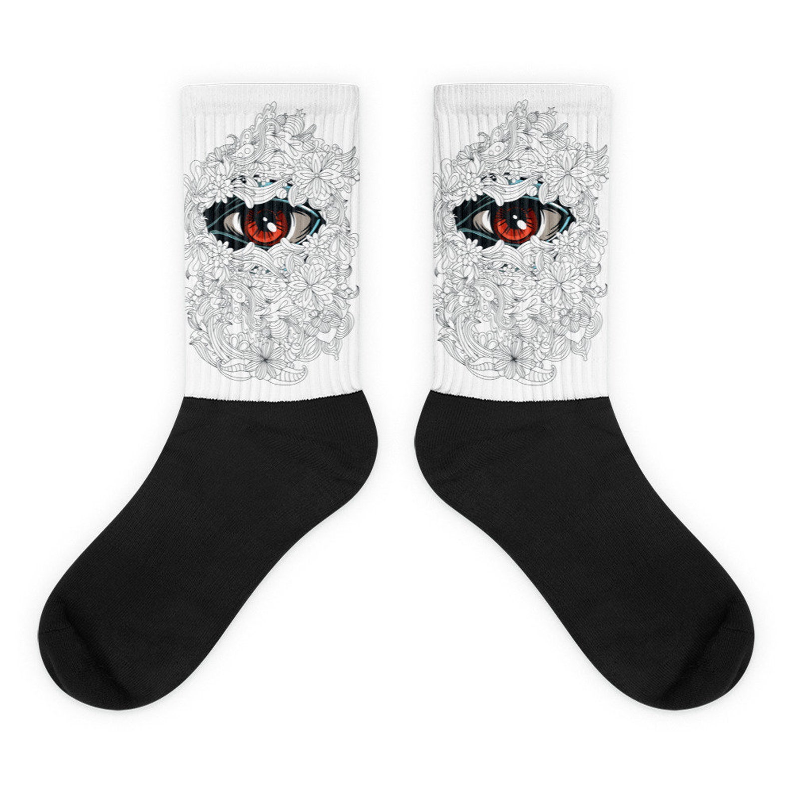 Floral Eye Socks Flowers Socks White Socks Eye Skull Eyes Etsy