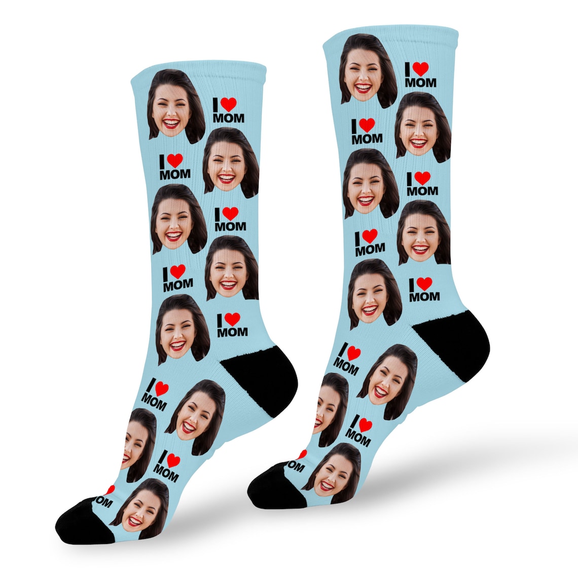I Love Mom Socks Custom Face Socks Mother's Day Gift Etsy UK