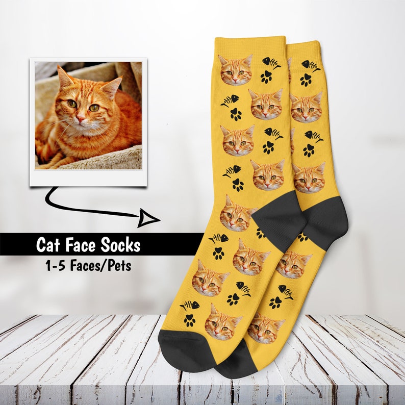 Custom Cat Socks, Personalized Pet Photo Socks, Father's Day Gift, Cat Lover Gift, Funny Cat Socks, Cat Mom, Custom Face Socks, Cat Dad image 6