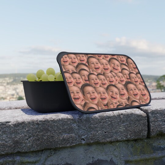 Custom Crazy Faces PLA Bento Box with Band and Utensils Add Your Favorite Faces