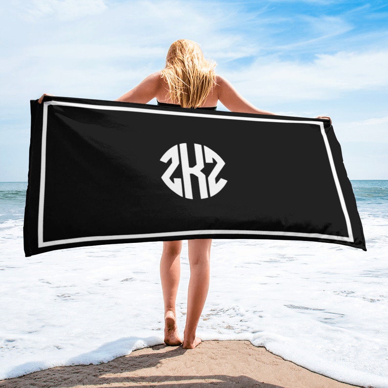 Name Initials Beach Towel Personalized Beach Towel Name Etsy