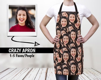 Personalized Faces Apron, Photo Apron, Funny Kitchen Apron, Custom Apron, Picture Apron, Father's Day Gift, Gift For Dad, Personalized Gift