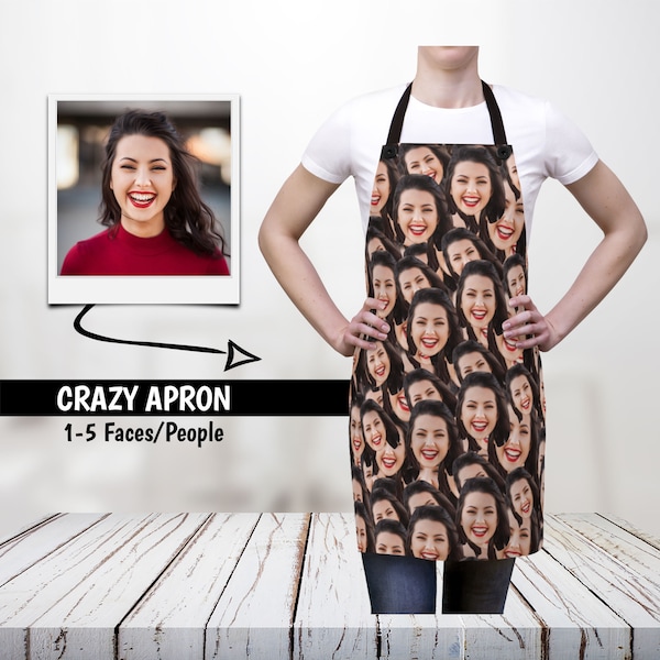 Personalized Faces Apron, Photo Apron, Funny Kitchen Apron, Custom Apron, Picture Apron, Father's Day Gift, Gift For Dad, Personalized Gift