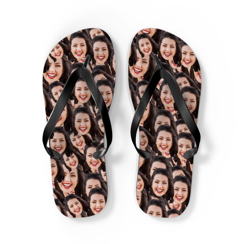 Custom Crazy Face Flip Flops Gift, Photo Flip Flops Gift, Faces On Flip Flops, Bridal Party Flip Flops, Custom Wedding Flip Flops image 3