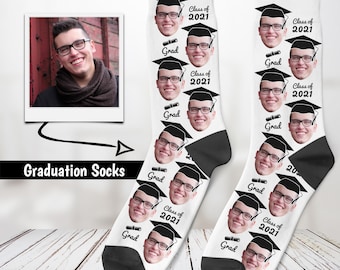 Graduation Socks, Custom Face Socks, Graduation Gift, Grad Socks, Personalized Socks, Custom Printed Socks, Gift for Him, Gift for Her