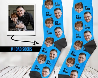 Best #1 Dad Socks, Father's Day Gift, Gift for Dad, Best Dad Ever, Personalized Gift, Funny Gift For Father's Day, Daddy Socks, Face Socks