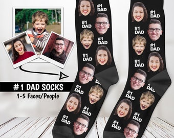 Custom Dad Socks, Father's Day Gift, #1 Dad Socks, Grandpa Socks, Funny Birthday Gift, Face Socks, Best Dad Ever Socks, Personalized Gift