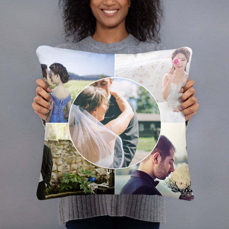 Custom Photos Collage Pillow Custom Pictures Pillow Wedding Etsy