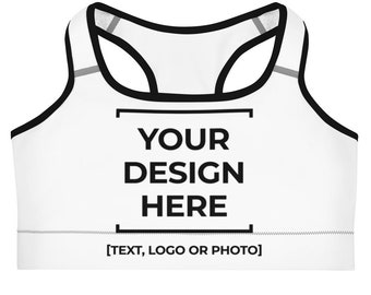 Custom Sports Bra, Create All Over Print Sports Bra, Make Your Own Sports Bra, Custom Women Bra, Custom Women's Clothing, Custom Gym Bra