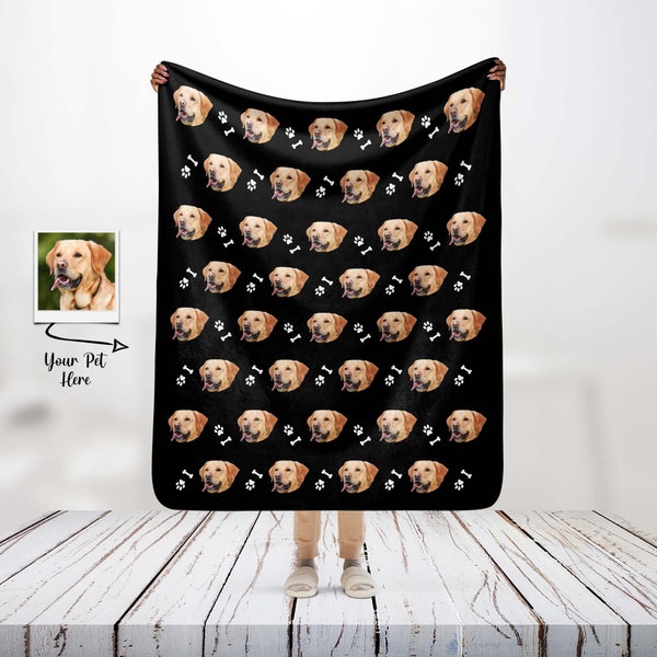 Custom Pet Face Blanket, Dog Blanket, Personalized Cat Blanket, Photo Blanket, Picture Blanket, Personalized Gift, Custom Fleece Blanket