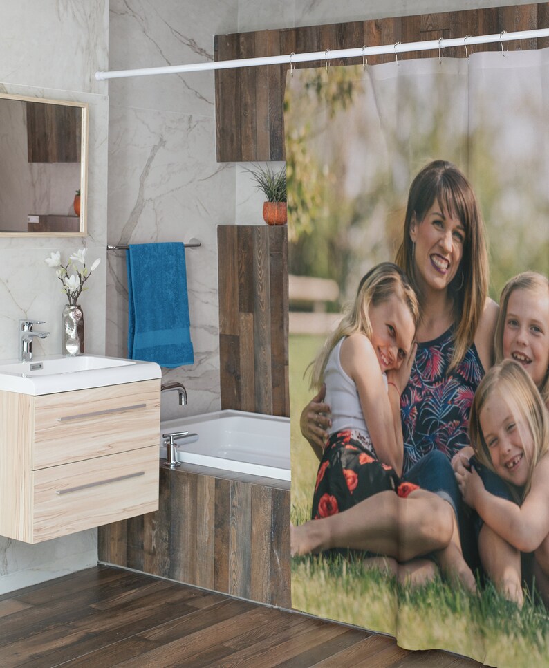 Photo Collage Shower Curtain Family Pictures Curtain Etsy