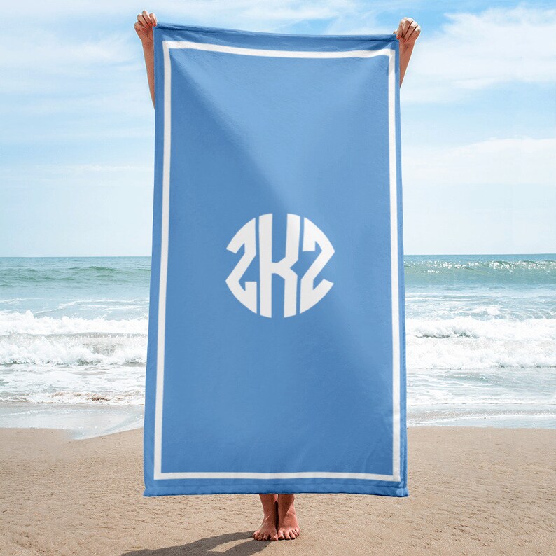 Name Initials Beach Towel Personalized Beach Towel Name Etsy