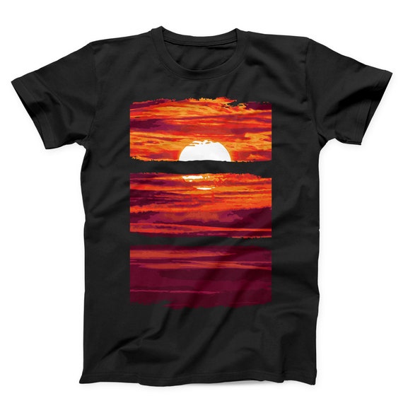  Outdoor Sunset Mountains Color Fade Graphic T-Shirt : Clothing,  Shoes & Jewelry