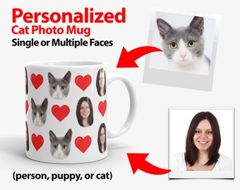 Custom Cat Face Mug - Put You Cute Cat with Your Photo On Mug! Personalized Pet Mug, Funny Cat Lover Mug, Cat Owner Gift Mug, Cute Cat Mom