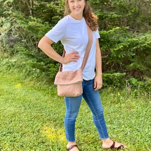 Sac bandoulière / Sac à main en lin / Sac à main réversible en lin et en tissu recyclé / Sac à main rabattable / LIVRAISON GRATUITE