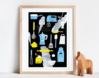 In the kitchen | Giclée Print DinA3, fine art print, illustration, kitchen, living, kitchen, art
