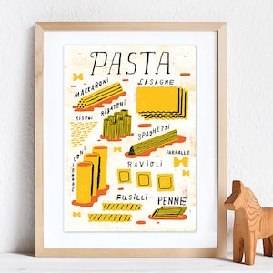 Pasta | Screen printing DinA3, poster, print, art print, pasta, Italy, kitchen, gift, cooking, original, Screenprint