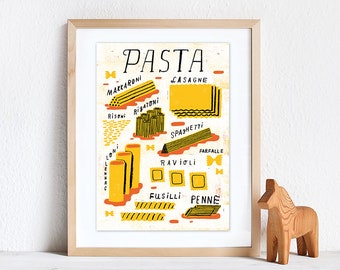 Pasta | Siebdruck DinA3, Plakat, Druck, Art Print, Pasta, Italien, Küche, Geschenk, Kochen, Original, Screenprint