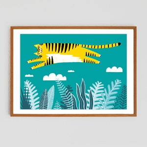 Altos vuelos | Giclée Print DinA3, póster, impresión, impresión artística, impresión artística, póster animal, tigre, habitación infantil