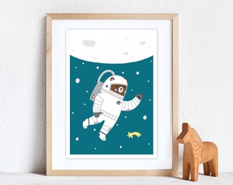 Astronaut Bear | Art Print, Giclée Print, DinA3, Poster, Print, Art Print, Animal Poster