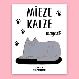 Miezekatze Magnet, Fridge Magnet, Pin, Pin Magnet, Office, Home, Cat, Cat, Kitties, MDF, Lasercut image 1