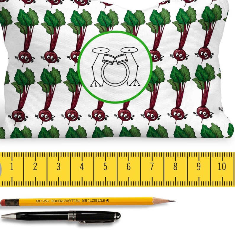 Personalized Pencil Case ~ Food Pun Canvas Pouch ~ Custom Name Pouch ~ Zipper Bag w Lining /& Pocket Dividers ~ Kids Pencil Case