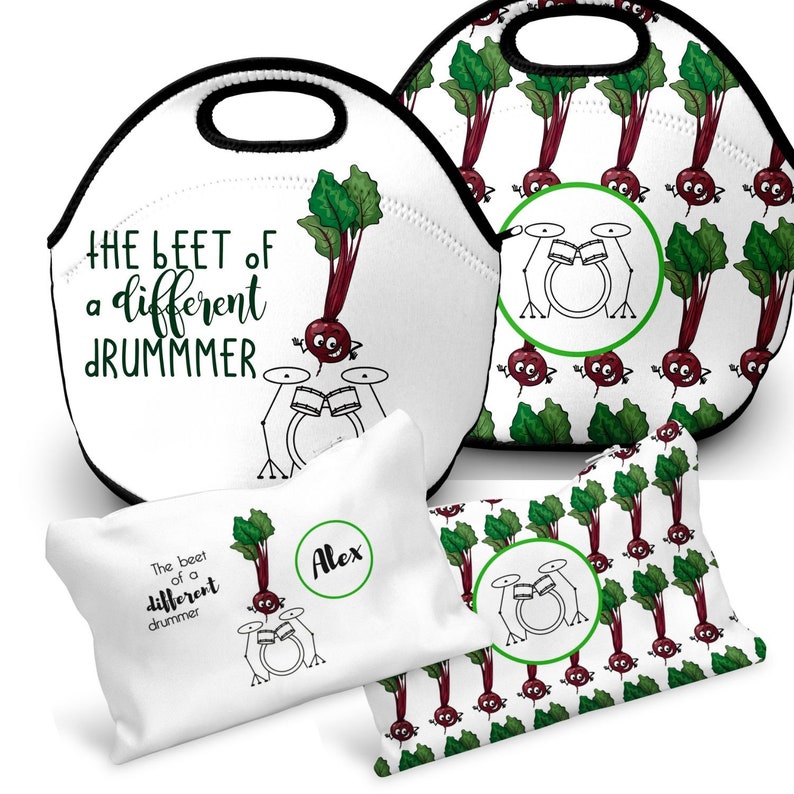 Personalized Pencil Case ~ Food Pun Canvas Pouch ~ Custom Name Pouch ~ Zipper Bag w Lining /& Pocket Dividers ~ Kids Pencil Case