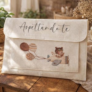 Porta documenti gravidanza personalizzato in feltro – Cartellina ecografie e analisi, regalo futura mamma, dolce attesa