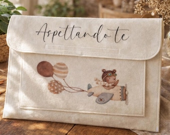 Personalized felt pregnancy document holder – Ultrasound and analysis folder, gift for expectant mothers, sweet waiting