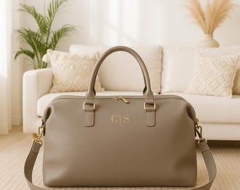Personalized Travel Bag with Name Initials | Elegant Weekend Bag | Wedding Gift for Groomsmen Him Her Bridesmaid |