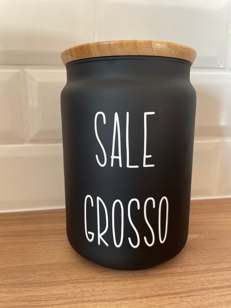 Set 4 Adesivi BARATTOLI da cucina sale grosso, sale fino, zucchero, caffè immagine 4