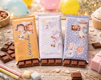 Personalized Chocolate Bars for Kids' Parties, Kids' Birthday Gadgets, Personalized Party Kits, Guest Favors, Party Favors
