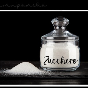 Set 4 Adesivi BARATTOLI da cucina zucchero, caffè, sale grosso, sale fino