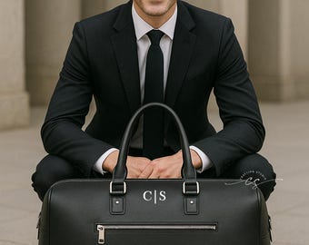 Elegant Personalized Men's Duffel Bag in Faux Leather – Gift Idea for Graduation, New Job, Lawyers and Professionals