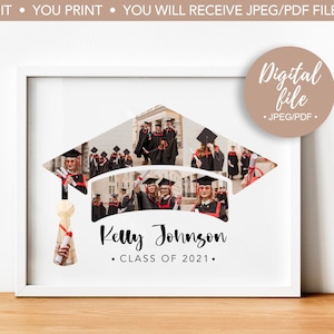 Graduate photo collage, Graduate photo gift, Class of 2021, School photo gift, Graduation cap, Senior photo gift, Senior collage, Custom