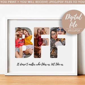 Best Fiends Forever gift, Best friends photo collage, Friends birthday gift, Personalized BFF collage, Custom gift, Original gift, Digital